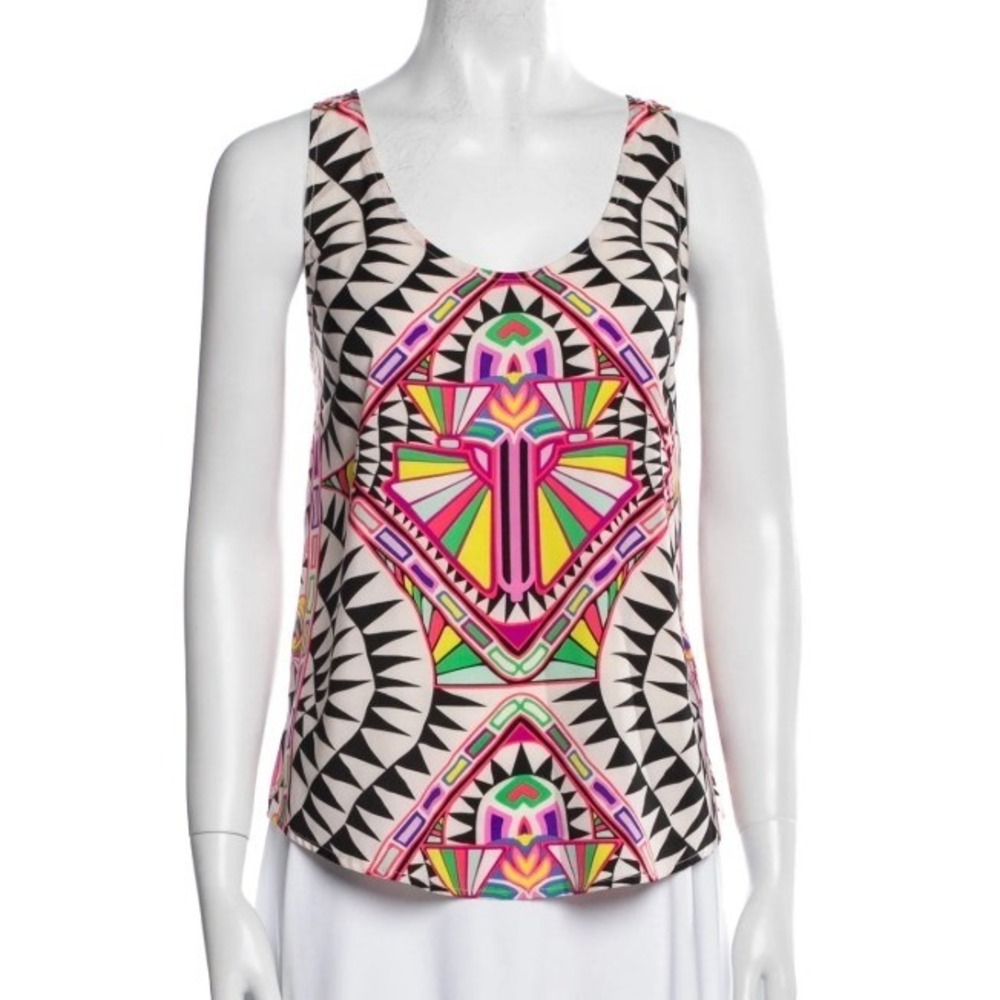 Mara‎ Hoffman Cosmic Fountain Racerback Tank Top S Neon Geometric Print Festival
